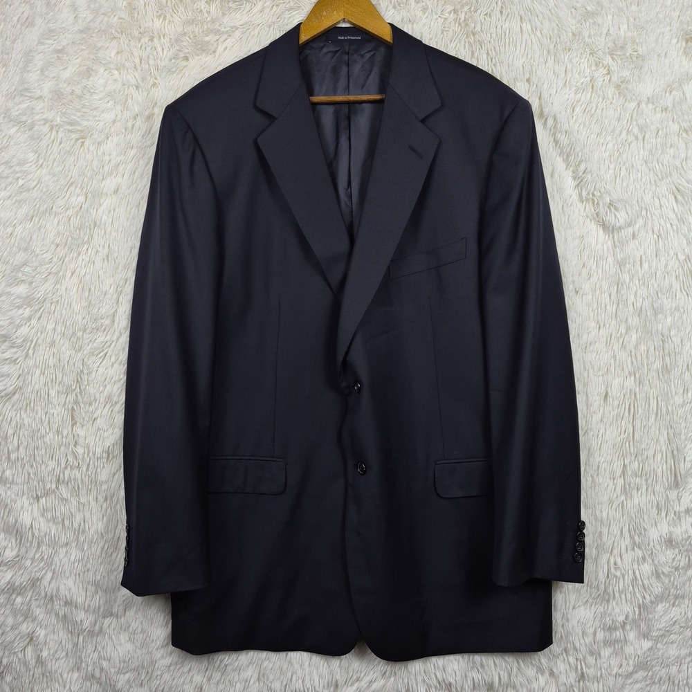 Ermenegildo Zegna Mens Navy Blue 100% Wool 2 Button Blazer Suit Jacket 46L
